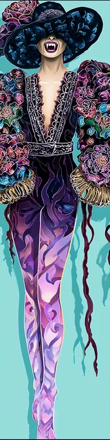 Free vampire bookmark featuring a vampire in long purple pants